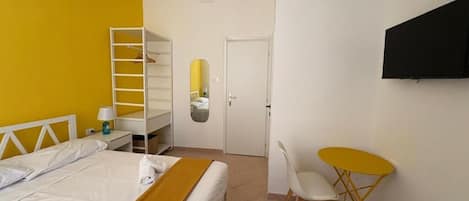 Desk, blackout drapes, soundproofing, iron/ironing board