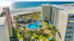 A resort with a pool, beach access, and a view of the ocean. - Beach Front Ocean View Condo - Top of the Gulf 521 (Panama City Beach)