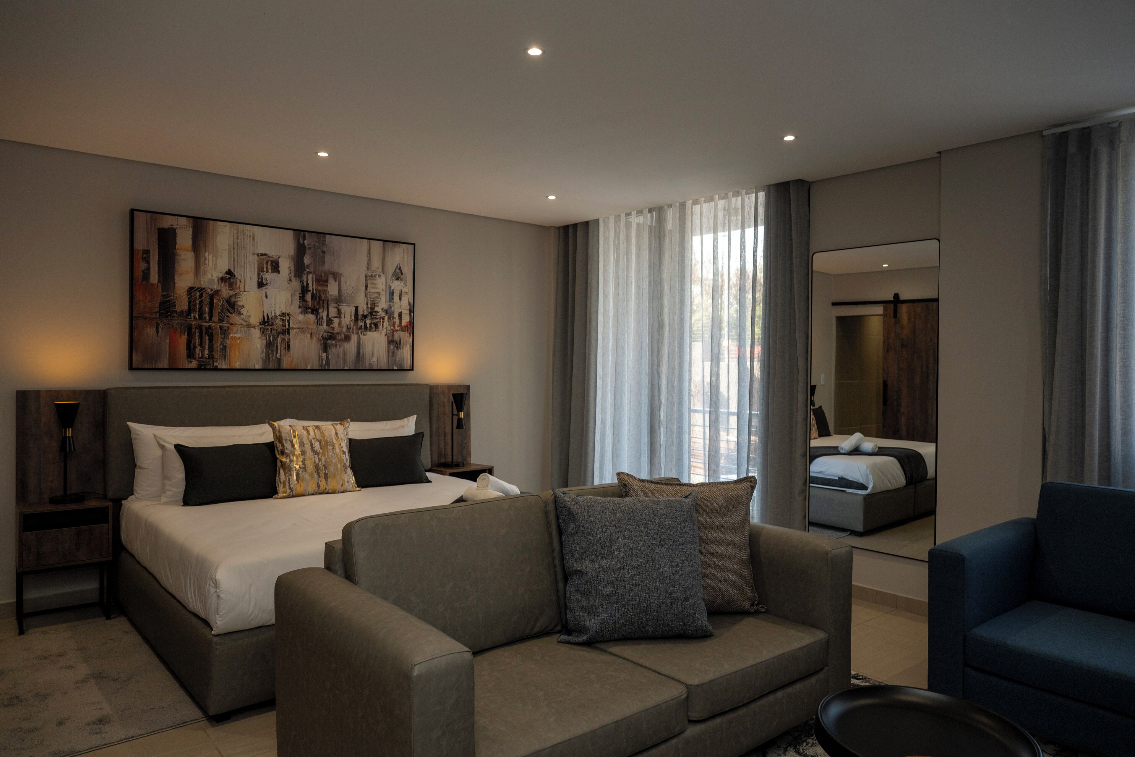 In-room safe, desk, laptop workspace, iron/ironing board