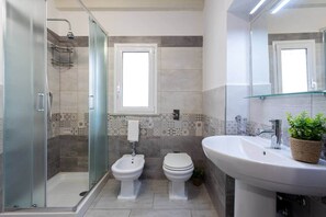 Shower, hair dryer, bidet, soap