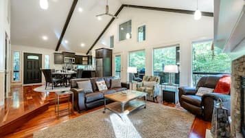 TV, fireplace, offices