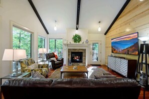 TV, fireplace, offices