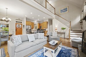 Smart TV, fireplace, foosball, table tennis