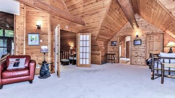 Smart TV, fireplace, video games, DVD player