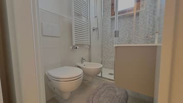 Ducha, secador de pelo, bidé y toallas