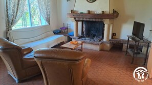 TV, fireplace