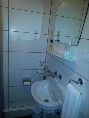 Shower, hair dryer, towels - Hotel Sterne - Twin Room (Beatenberg)