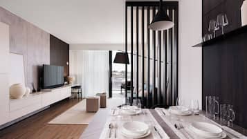 Apartment, 1 Schlafzimmer, Küche, Stadtblick | Wohnbereich