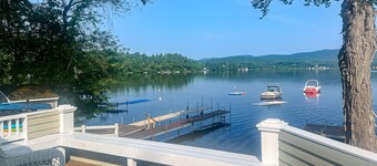 All season lakefront: private dock, yard & deck; near hiking & mtn biking trails