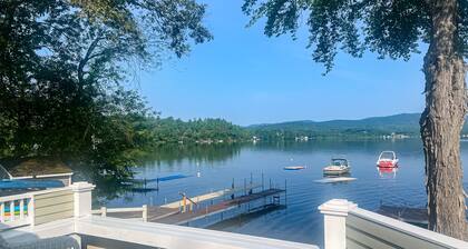 All season lakefront: private dock, yard & deck; near hiking & mtn biking trails