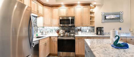 Fridge, microwave, oven, dishwasher