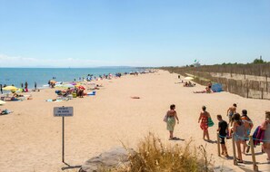 Plage, chaises longues