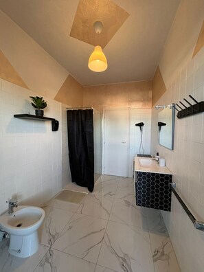 Ducha, secador de pelo, bidet, toallas