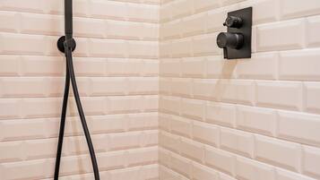 Shower, free toiletries, hair dryer, bathrobes