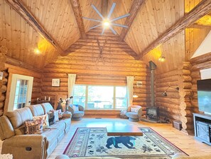 Smart TV, fireplace, foosball, books