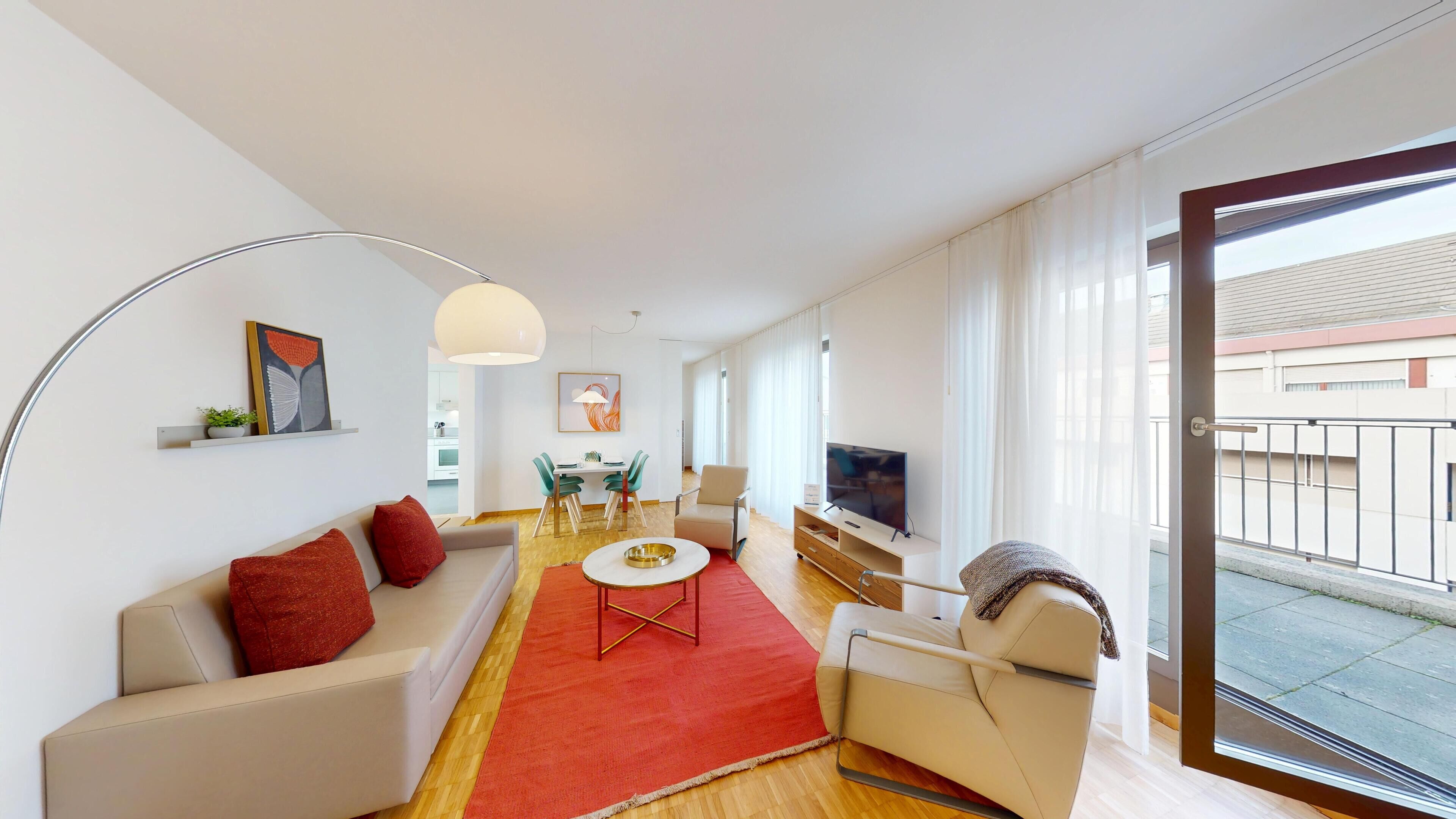 Penthouse Deluxe, 1 habitación, Terraza | Área de sala de estar | Televisión de pantalla plana y piso con calefacción 