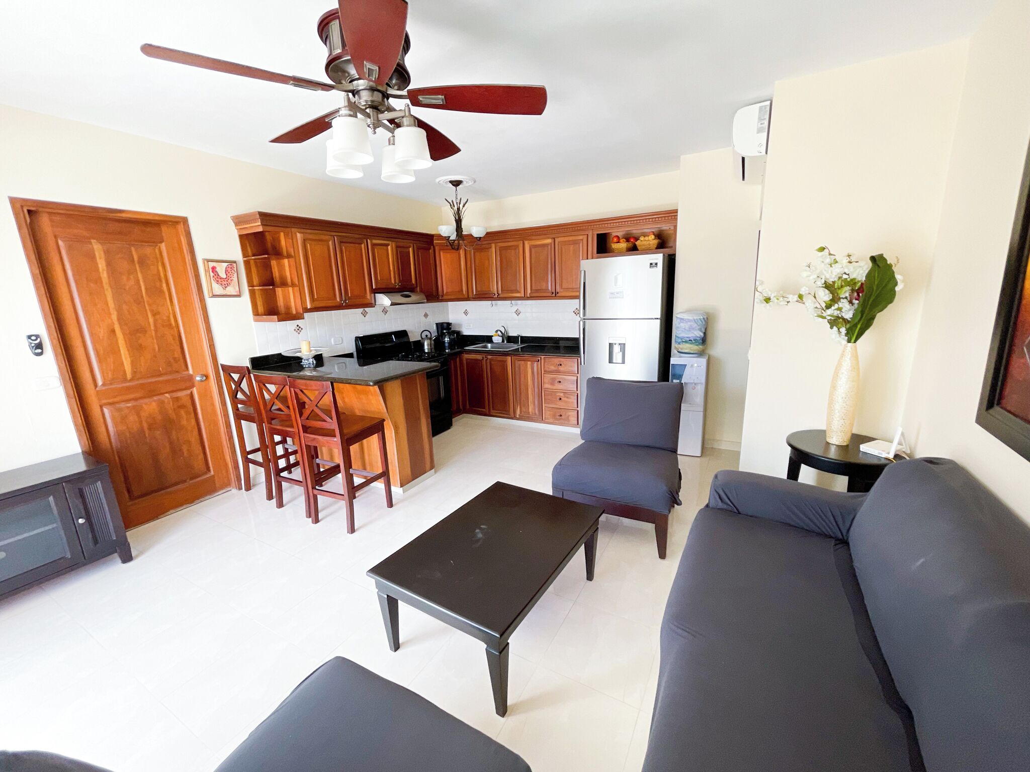 Junior Suite, 2 Bedrooms, Balcony, Pool View | Private kitchen | Fridge, microwave, stovetop, coffee/tea maker