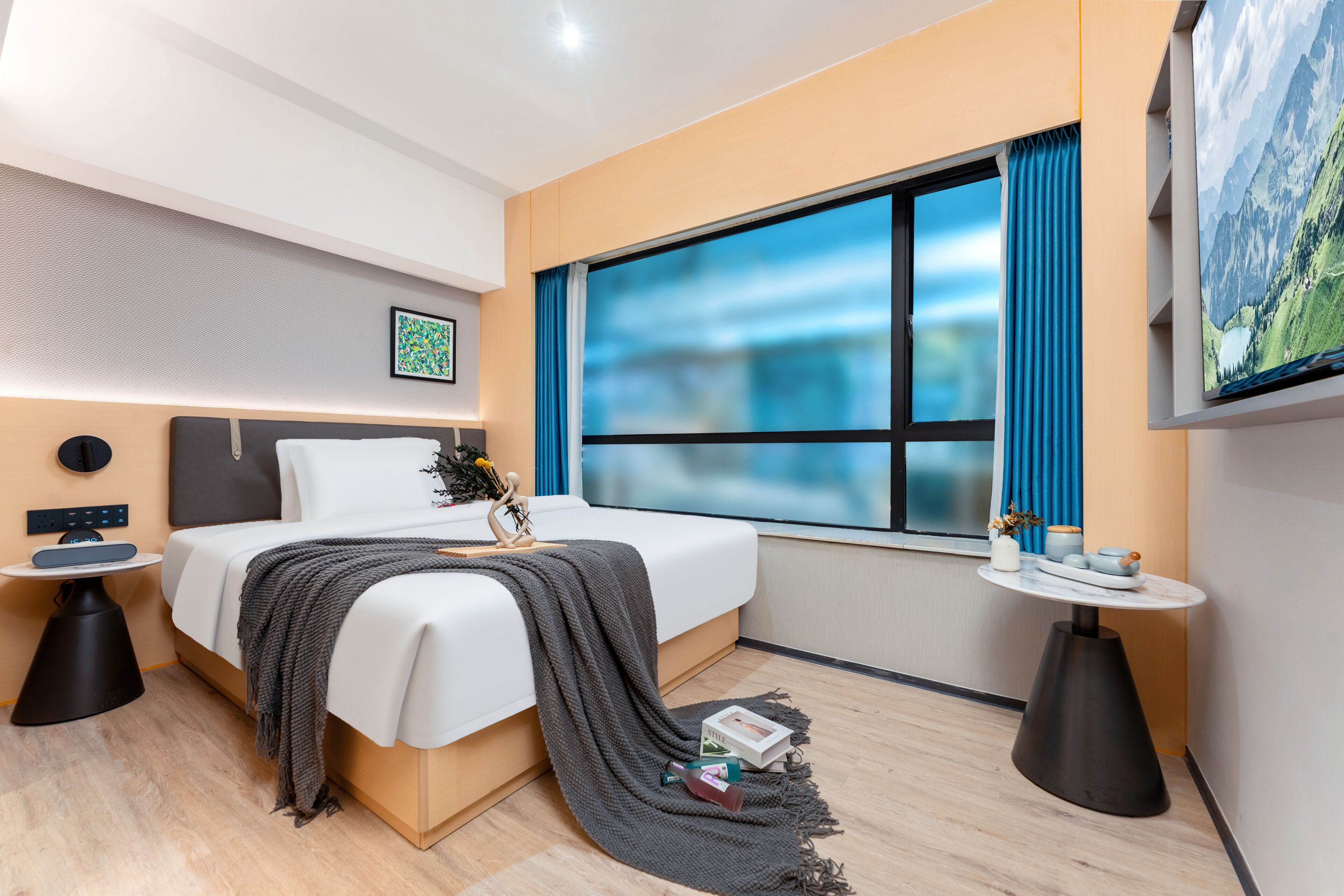 Chambre Simple Économique, 1 grand lit, salle de bains privée, vue ville | Literie de qualité supérieure, minibar, décoration personnalisée