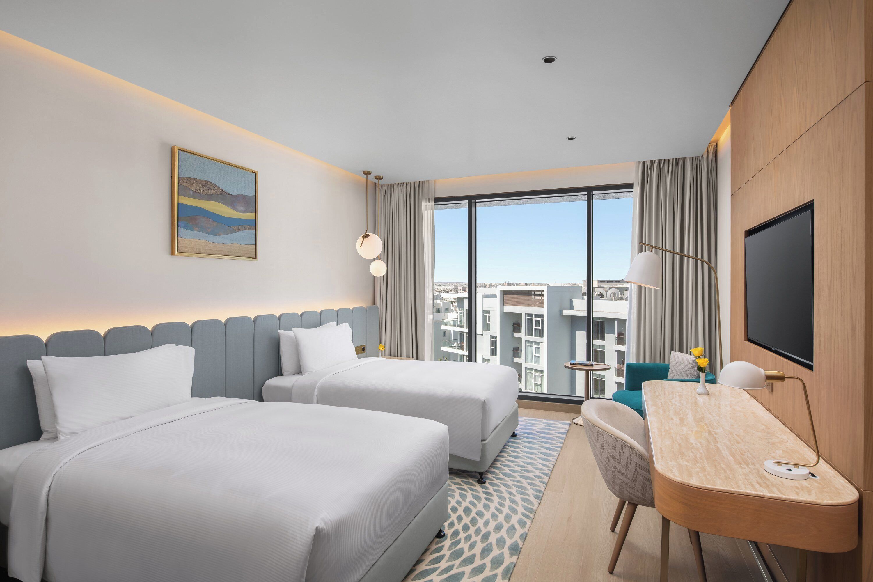 デラックス ルーム キングベッド 1 台 | エジプト綿のシーツ、高級寝具、羽毛の掛け布団、ミニバー