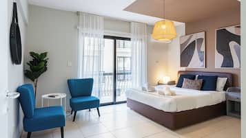 Lejlighed - 1 soveværelse - køkken - byudsigt | Mørklægningsgardiner, strygejern/strygebræt, gratis Wi-Fi