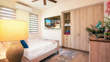 2 bedrooms, in-room safe, iron/ironing board, travel crib