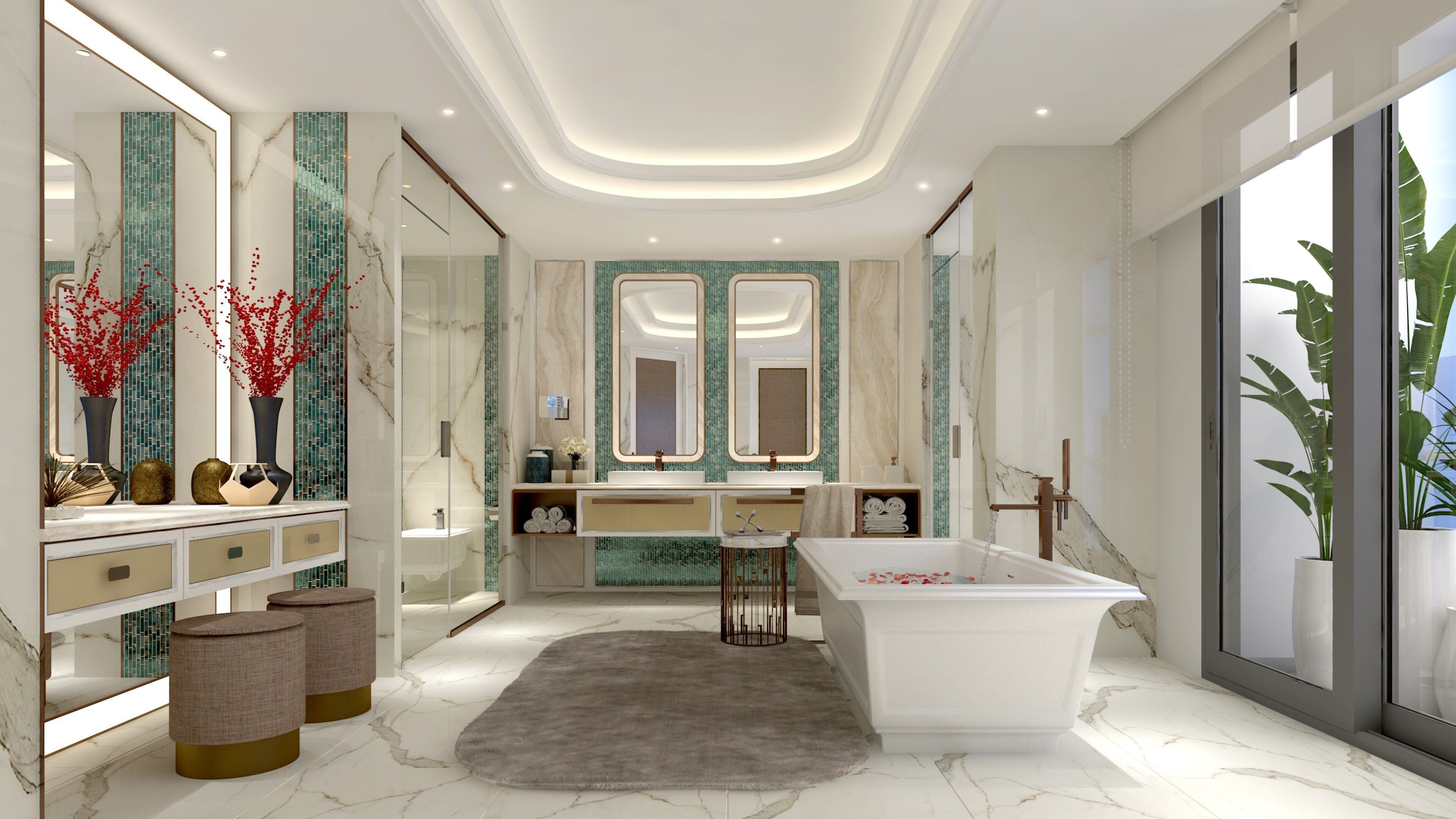 Penthouse Suite,1 King Bed, Ocean View (High Floor) | Bathroom | Separate tub and shower, hydromassage showerhead, free toiletries