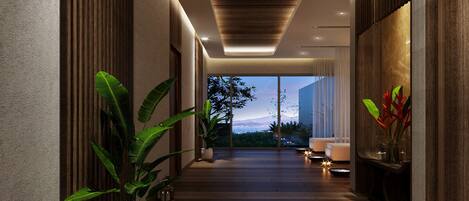 Couples treatment rooms, sauna, hot tub, steam room, hot springs