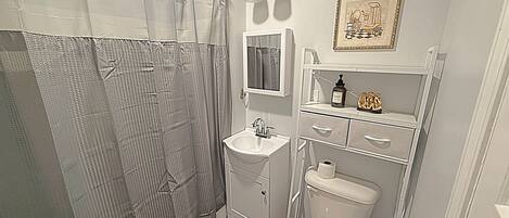 Secador de pelo, toallas, jabón y papel higiénico