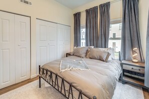 1 bedroom, iron/ironing board, travel crib, internet