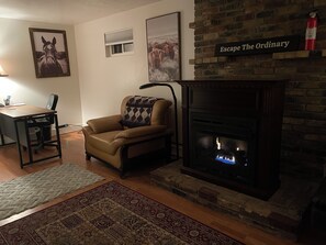 TV, fireplace
