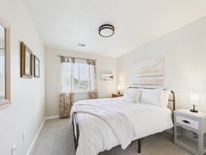 3 bedrooms, desk, iron/ironing board, travel cot