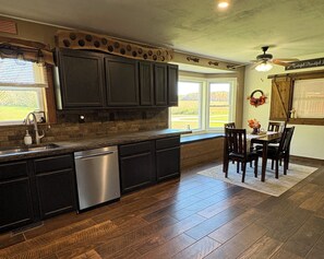 Microwave, oven, stovetop, dishwasher