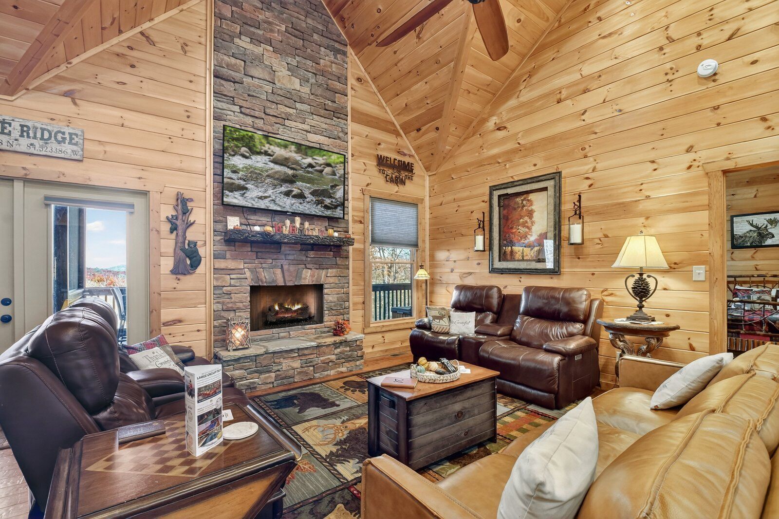 TV, fireplace, DVD player, foosball