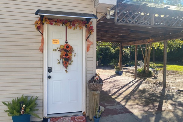 Main Entrance & guest patio