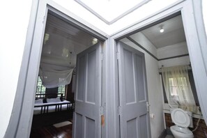 Standard Double Room, Garden View | Bathroom | Shower, slippers, towels, soap