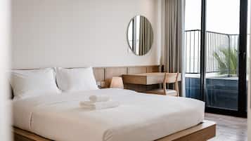 Desk, free WiFi, bed sheets