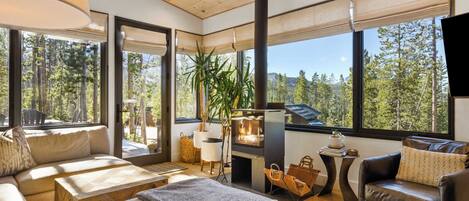 Televisión, chimenea