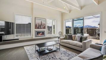 TV, fireplace, offices