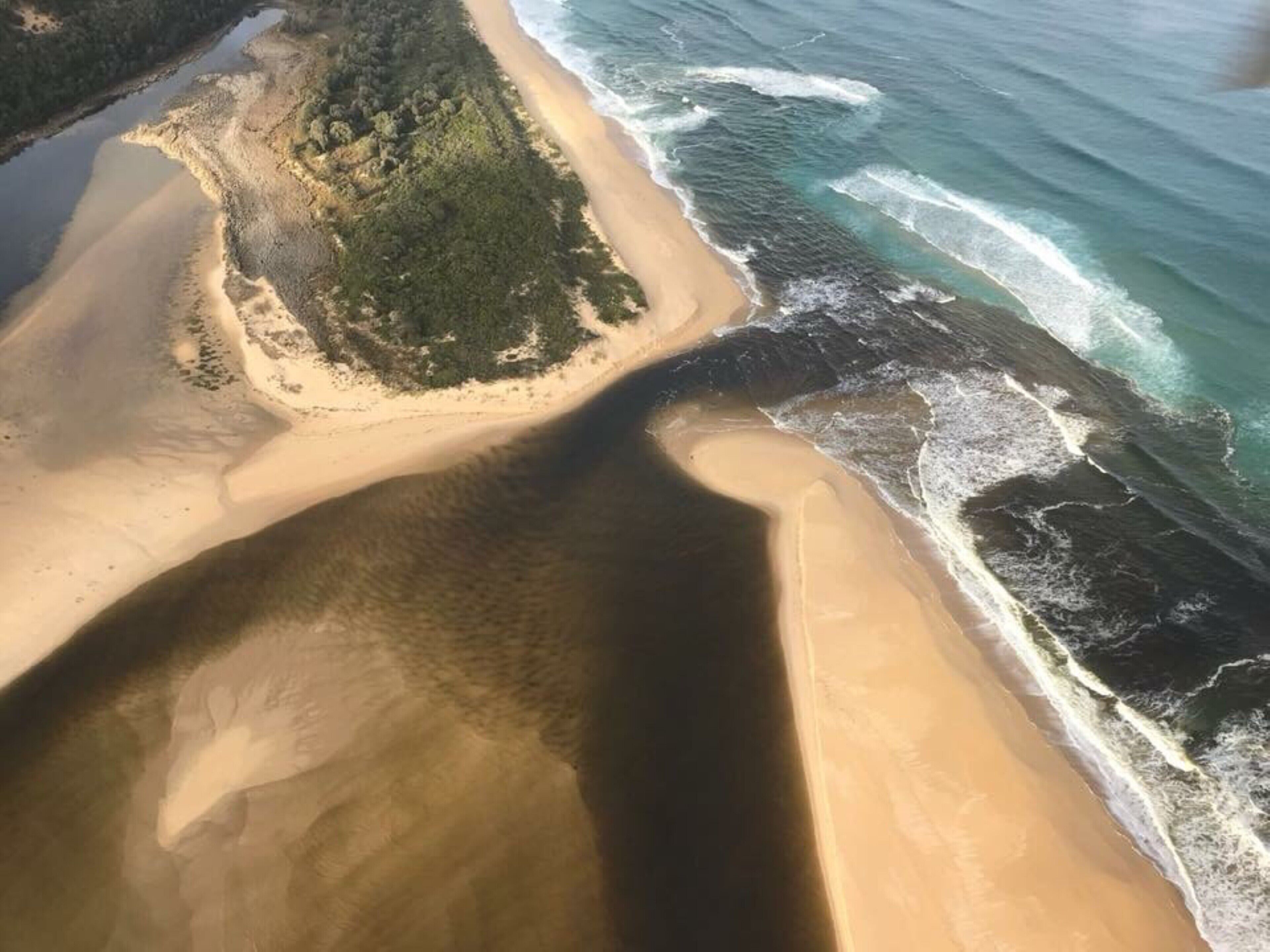 The entrance from the ocean to the channel and ultimately Sydenham Inlet