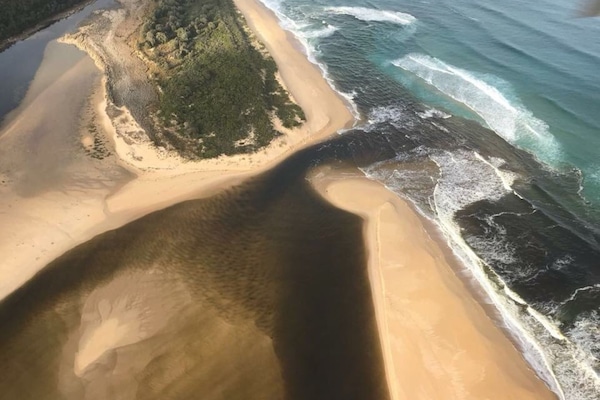 The entrance from the ocean to the channel and ultimately Sydenham Inlet