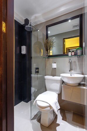 Suite Deluxe | Baño | Regadera, toallas, jabón, shampoo