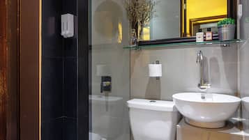 Ducha, toallas, jabón, shampoo