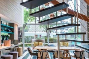 Studio, Accessible, Pool View | Dining room
