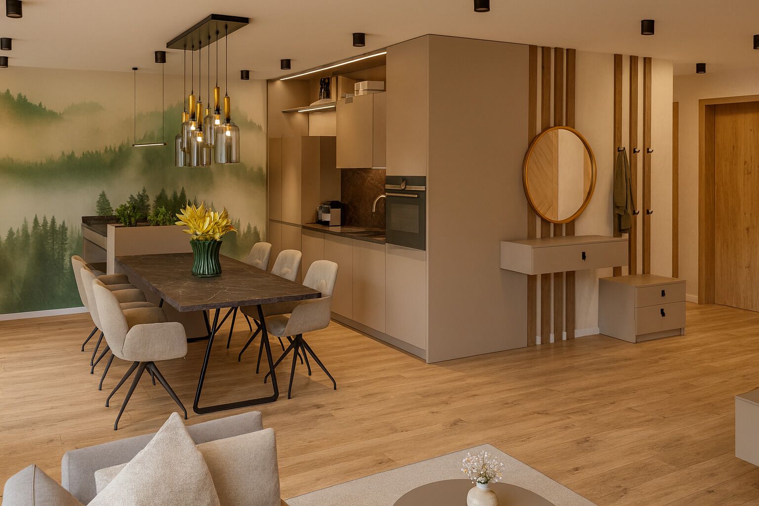Ferienwohnung Tenne mit Whirlpool 90 qm, 2 Schlafzimmer bis max. 4 Personen-Küchenbereich