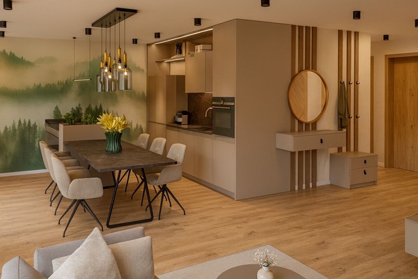 Ferienwohnung Tenne mit Whirlpool 90 qm, 2 Schlafzimmer bis max. 4 Personen-Küchenbereich
