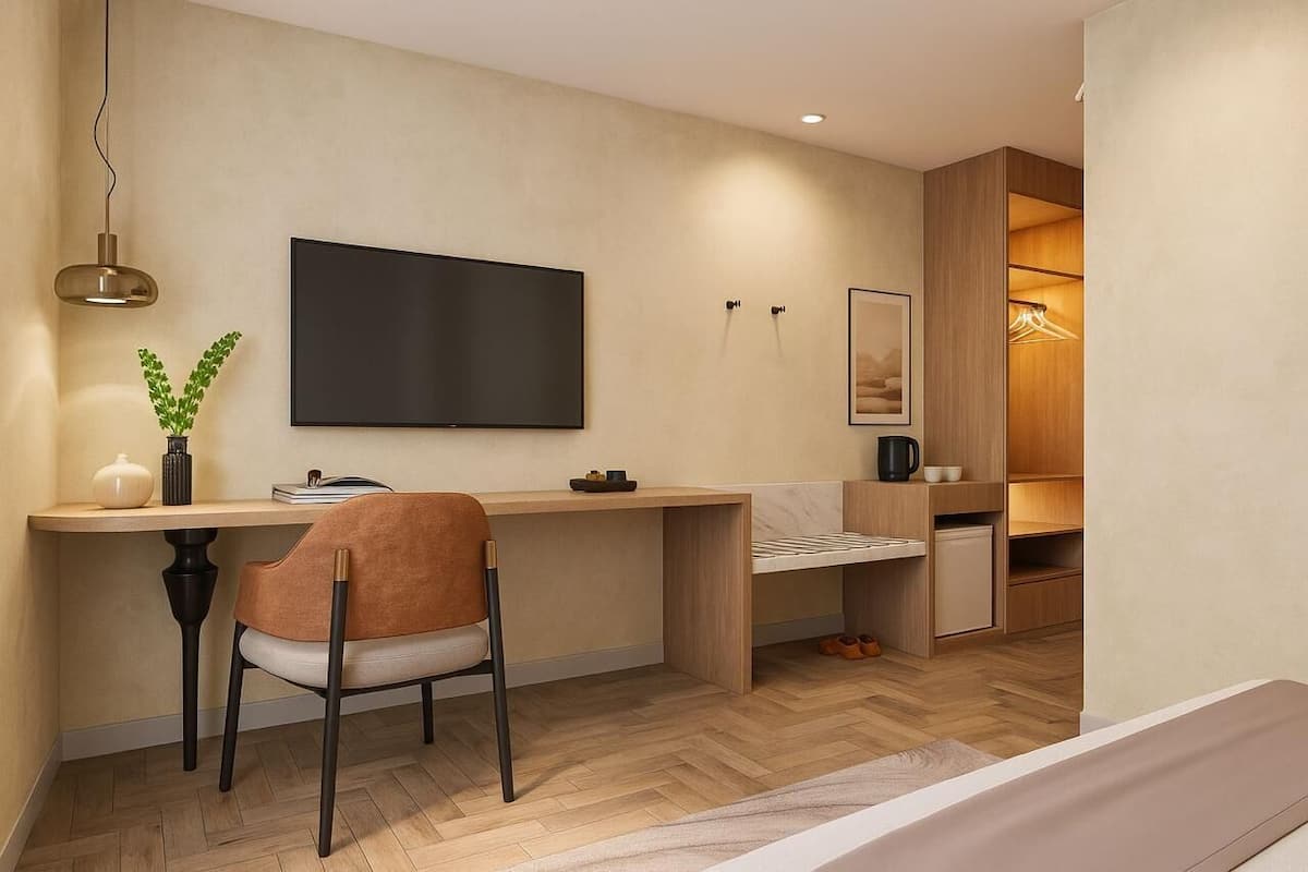 Deluxe Double Room, City View | In-room safe, desk, laptop workspace, blackout curtains