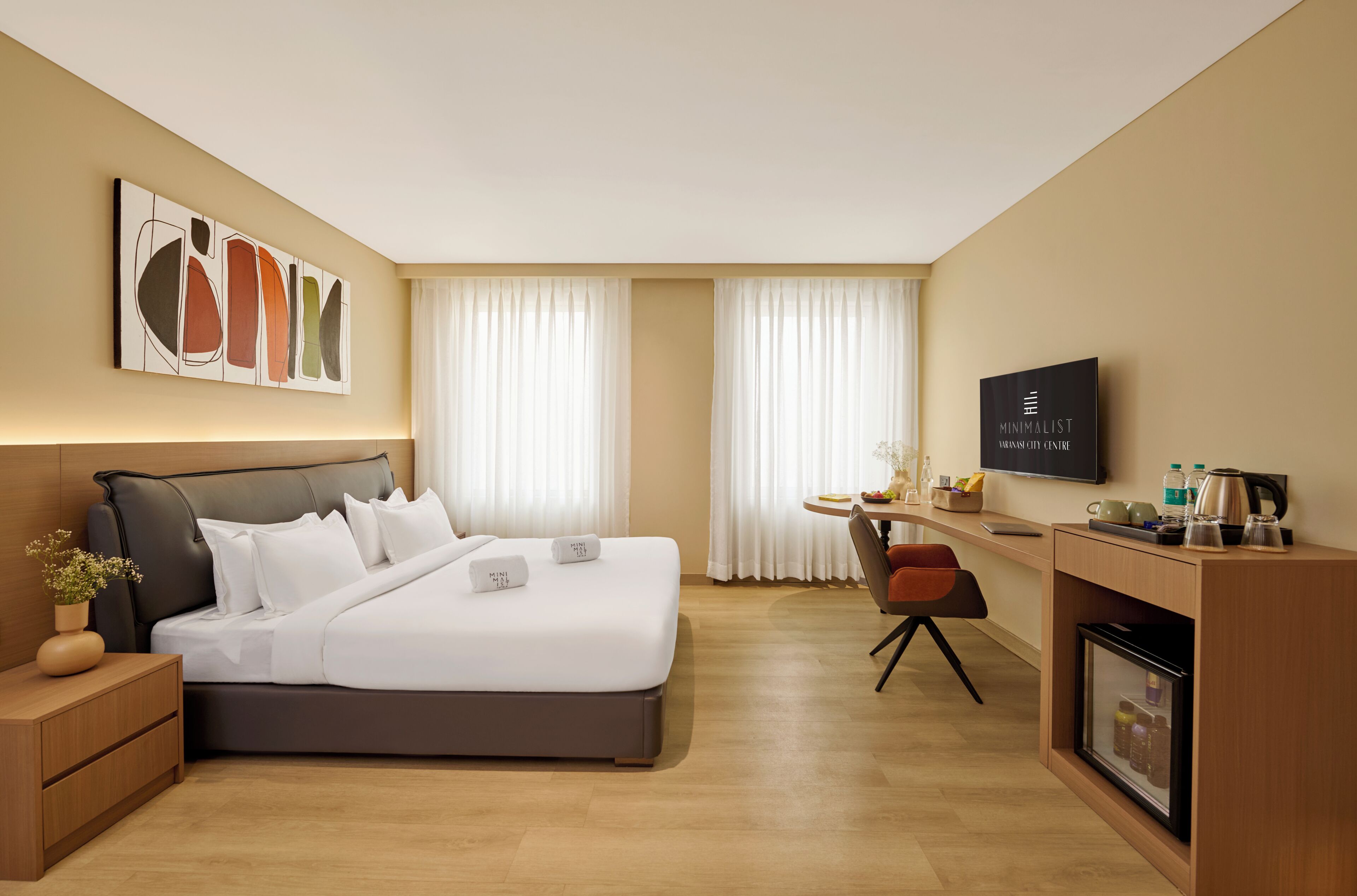 Ropa de cama de alta calidad y minibar 