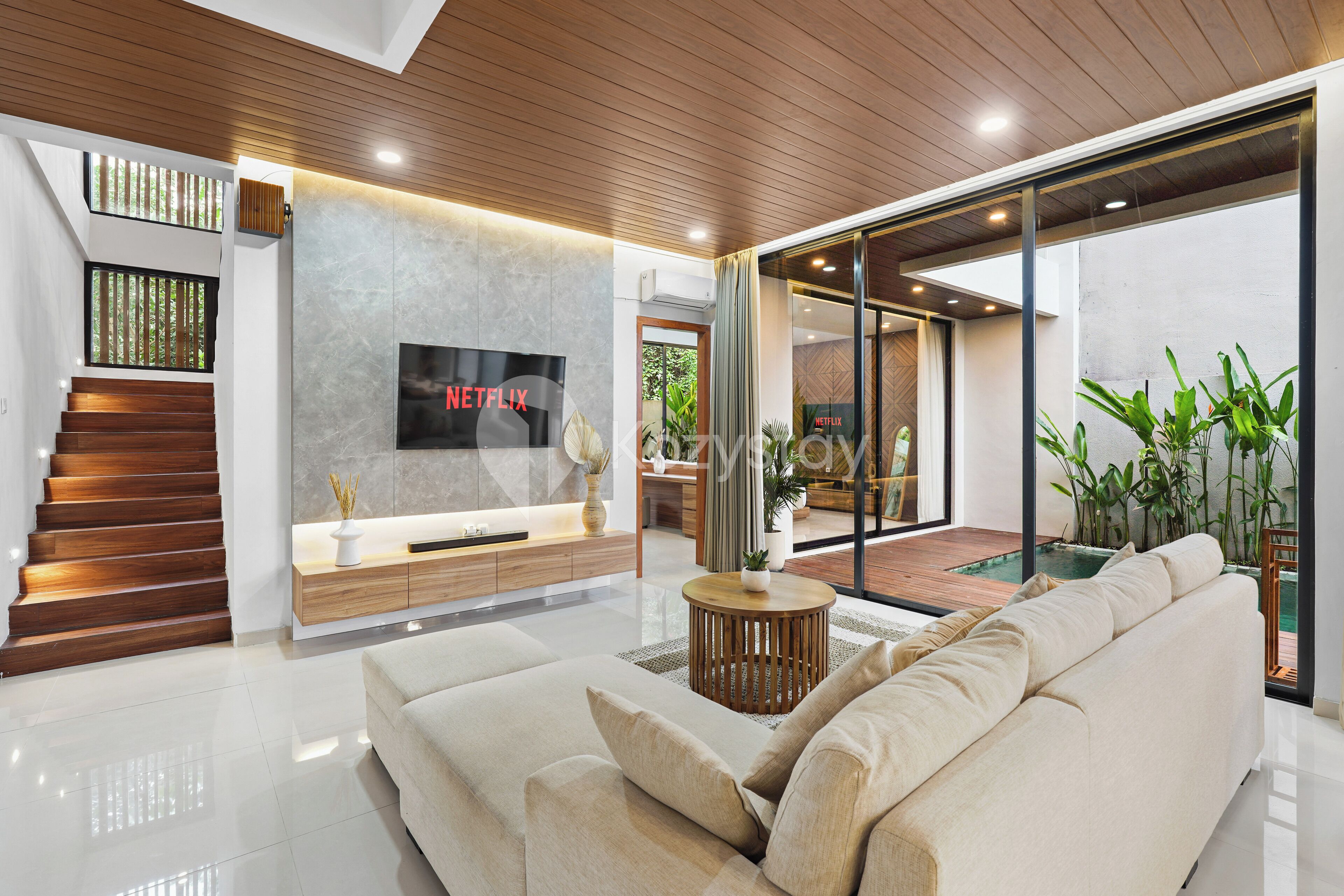 Villa, 3 Bedrooms, Balcony, Pool View | Living area | 55-inch Smart TV with cable channels, Netflix, streaming services