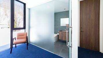 Shower, free toiletries, hair dryer, slippers