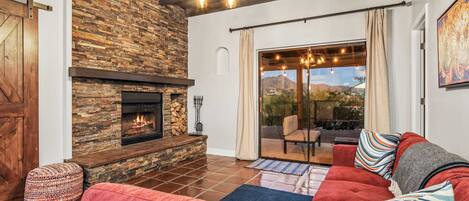 TV, fireplace, offices